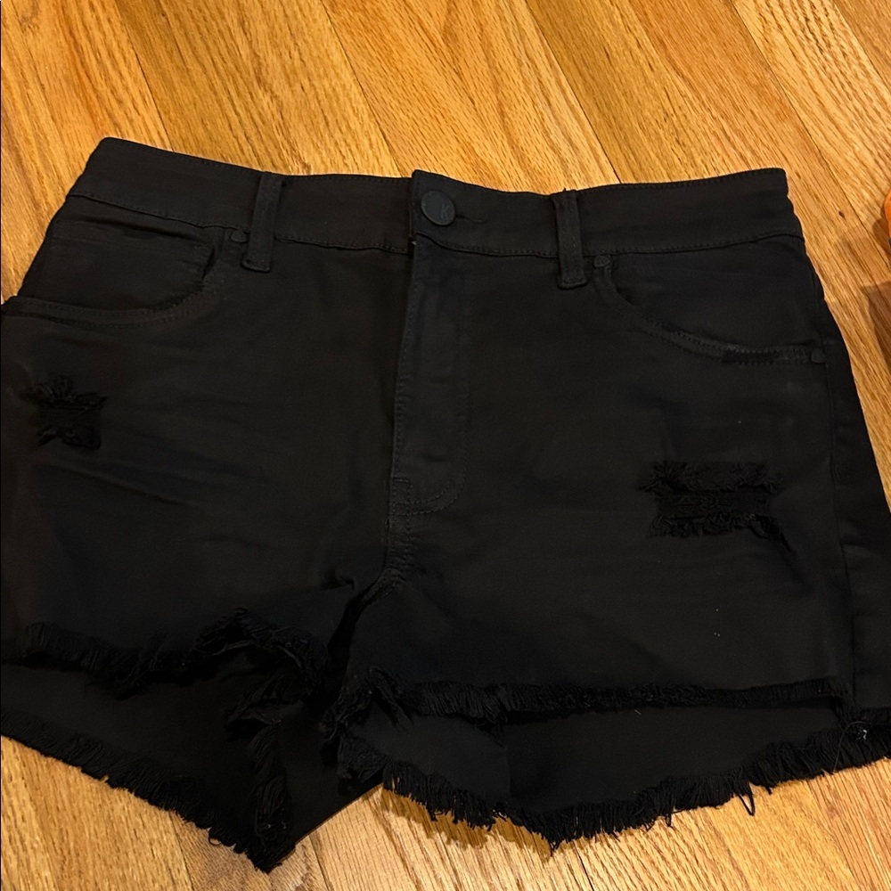 Kut from the Kloth Black Distressed Frayed Hem Jean Shorts